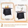 40,000 BTU Steel Propane Gas Fire Pit Table With Steel lid, Weather Cover - as Pic