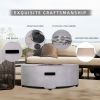 Diameter 30 Inch x 11 Inch Round Faux Concrete Texture Propane Gray Fire Pit With PVC Weather Cover - as Pic