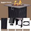 Faux Woodgrain Table top And Steel Base Propane Outdoor Fire Pit Table With Lid - as Pic