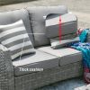 Direct Wicker 5-Piece Wicker Patio Fire Pit Sectional Seating Set with Gray Cushions - Low Table