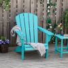 HDPE All-Weather Outdoor Adirondack Chair with Cup Holder, Fire Pit Chair for Backyard, Deck, Lawn, Garden, 330lbs Capacity, Light Blue - as Pic