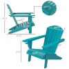 HDPE All-Weather Outdoor Adirondack Chair with Cup Holder, Fire Pit Chair for Backyard, Deck, Lawn, Garden, 330lbs Capacity, Light Blue - as Pic