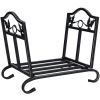 Foldable Firewood Log Rack Steel Wood Storage Holder - Black