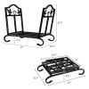 Foldable Firewood Log Rack Steel Wood Storage Holder - Black