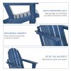 Folding Adirondack Chair, Faux Wood Patio & Fire Pit Chair, Weather Resistant HDPE for Deck, Outside Garden, Porch, Backyard, Blue - as Pic