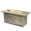 54inch Outdoor Fire Table Steel Fire Pit Table with Wood Grain Surface - as Pic