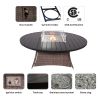 Direct Wicker Outdoor 9 Piece Patio Wicker Gas Fire Pit Set Round Table With Arm Chairs by Direct Wicker - brown