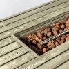 54inch Outdoor Fire Table Steel Fire Pit Table with Wood Grain Surface - as Pic