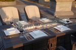 Direct Wicker Patio Fire Pit Dining Set 6-Seat Rectangular Aluminum Table with Rattan Chairs - Brown