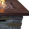 Gas Fire Pit with Lava Rocks and Control Panel, Brown - as Pic