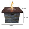 Gas Fire Pit with Lava Rocks and Control Panel, Brown - as Pic