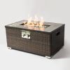 Outdoor Rectangle Fire Pit Table with Propane Tank Cover - as Pic