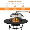 31.5 Inch Patio Fire Pit Dining Table With Cooking BBQ Grate - Black