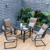 Backyard Garden Party Patio Fire Pit Dining Table - Black - 31 In