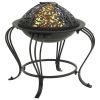 Fire Pit with Poker 19.3" Steel - Black