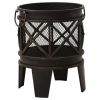 Rustic Fire Pit with Poker Φ16.5"21.3" Steell - Black