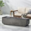 Outdoor Patio Concrete Fire table, Rectangle Gas Burning 56-Inch Fire Pit - 50, 000 BTU, Light Gray + Black - as Pic