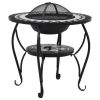 Mosaic Fire Pit Table Black and White 26.8" Ceramic - Black