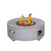 Diameter 30 Inch x 11 Inch Round Faux Concrete Texture Propane Gray Fire Pit With PVC Weather Cover - as Pic