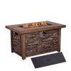 Best Choice Product 50,000 BTU Rectangle Fire Pit Table, Faux Woodgrain Top And Faux Stone Texture Base Propane Gas Fire Table For Outdoor - as Pic