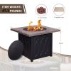 Faux Woodgrain Table top And Steel Base Propane Outdoor Fire Pit Table With Lid - as Pic