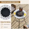23.5 Inches Round Fire Pit Table with Mesh Cover and Fire Poker - Black