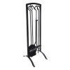 5 Pcs Iron Fireplace Tools Sets; Fireplace Accessories Tools with Holder; for Indoor Outdoor Fireplace Fire Pit; Black - Black