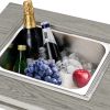 3-in-1 Coffee Table with Ice Bucket and Fire Pit - Gray - as Pic