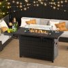 52 Inches Outdoor Wicker Gas Fire Pit Propane Fire Table with Cover - Brown