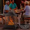 24" Pagoda-Style Steel Wood-Burning Fire Pit with Log Grate and Poker - Black High-Temperature Paint Finish - as Pic
