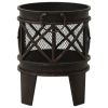 Rustic Fire Pit with Poker Φ16.5"21.3" Steell - Black