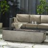 Outdoor Patio Concrete Fire table, Rectangle Gas Burning 56-Inch Fire Pit - 50, 000 BTU, Light Gray + Black - as Pic