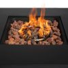 40000BTU Square Propane Fire Pit Table Steel Tabletop with Textilene Side Panel, Steel Lid and Rocks - as Pic