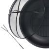 26" Round Iron Outdoor Wood Burning Fire Pit, Black - Black