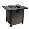 40000BTU Square Propane Fire Pit Table Steel Tabletop with Textilene Side Panel, Steel Lid and Rocks - as Pic