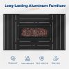 Rectangle Outdoor Black Aluminum Glass Windbreak Propane Fire Pit Table For Coffee Table Pool Patio Garden - as Pic