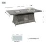 Direct Wicker 7 PCS Patio Gas Firepit and Ice Container Rectangle Dining Set with 6 Standard Height Chairs  - Gray