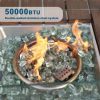 Direct Wicker 7 PCS Patio Conversational Sofa Set With Gas Firepit and Ice Container Dining Table - Brown