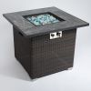 30inch Outdoor Fire Table Propane Gas Fire Pit Table with Lid Gas Fire Pit Table with Glass Rocks and Rain Cover - as Pic