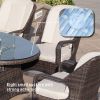 Direct Wicker Outdoor 7-Piece Patio Wicker Gas Fire Pit Dining Set with Arm Chairs - brown