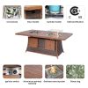 Direct Wicker Outdoor Patio Furniture Set with Rectangular Fire Pit Table in Elegant Brown or Chic Gray - Brown