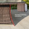 Direct Wicker 7-Piece Patio Wicker Gas Fire Pit Set Rectangular Table With Arm Chairs - brown
