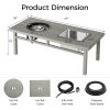 3-in-1 Coffee Table with Ice Bucket and Fire Pit - Gray - as Pic