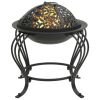 Fire Pit with Poker 19.3" Steel - Black
