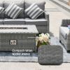 Direct Wicker 5-Piece Wicker Patio Fire Pit Sectional Seating Set with Gray Cushions - Low Table