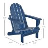 Folding Adirondack Chair, Faux Wood Patio & Fire Pit Chair, Weather Resistant HDPE for Deck, Outside Garden, Porch, Backyard, Blue - as Pic