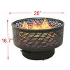 26" Wood Burning Lightweight Portable Outdoor Firepit With Faux Wood Lid Backyard Fireplace for Camping Bonfire - as Pic