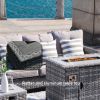 Direct Wicker 5-Piece Wicker Patio Fire Pit Sectional Seating Set with Gray Cushions - Tall Table
