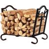 Foldable Firewood Log Rack Steel Wood Storage Holder - Black