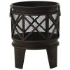 Rustic Fire Pit with Poker Φ16.5"21.3" Steell - Black